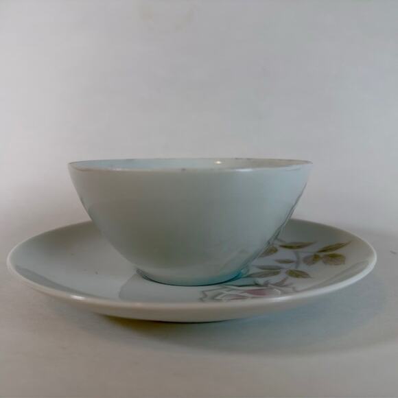 Noritake Edenrose 2 Flat Cup & Saucer Sets Gray/Pink/White Roses VTG - Picture 11 of 15